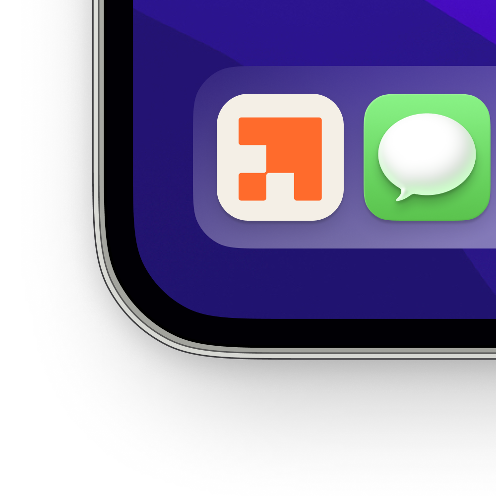 El icono de la app de Inertia en el dock de un iPhone, junto al de Mensajes
